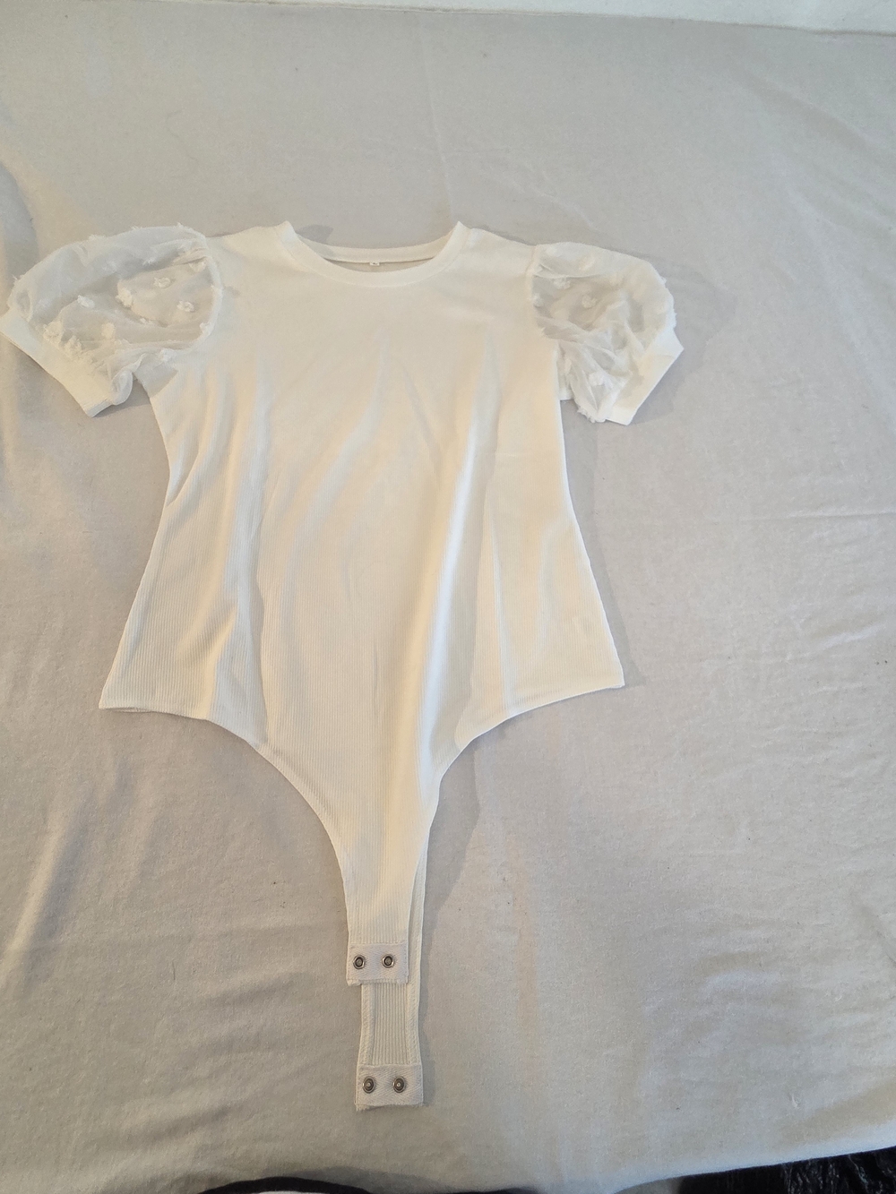 Bodysuit With Puffy Sheer Sleeves